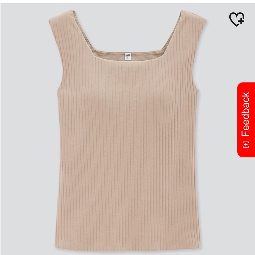 UNIQLO WIDE-RIBBED SQUARE NECK SLEEVELESS BRA TOP (Sz XS -Tan)